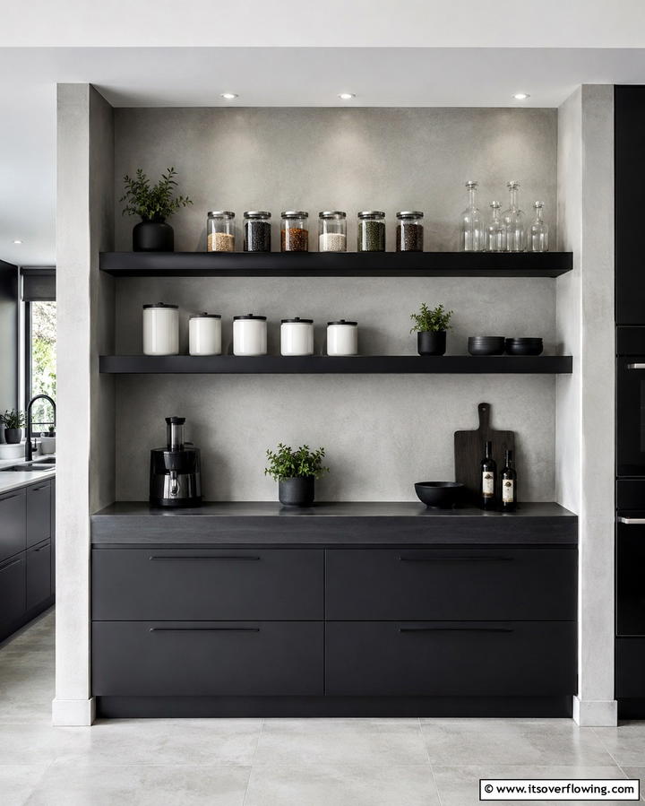 Floating Shelves for a Modern Touch - 25 Open Pantry Ideas to Organize Your Kitchen