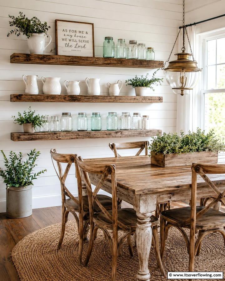 Floating Shelves for a Rustic Farmhouse Look - 25 Floating Shelves Ideas for Stylish and Functional Storage