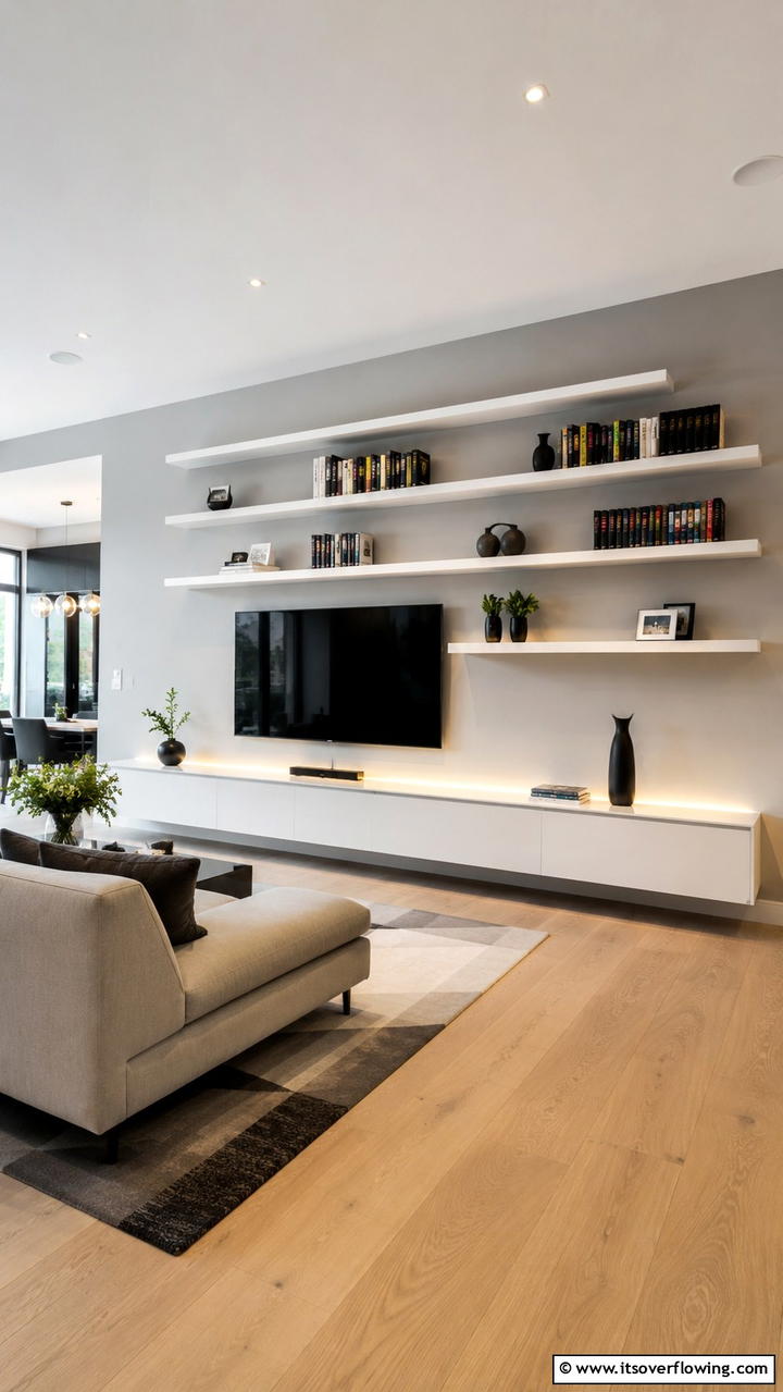 Floating Shelves for a Sleek Look - 30 Bookshelf Organization Ideas for Stylish Order