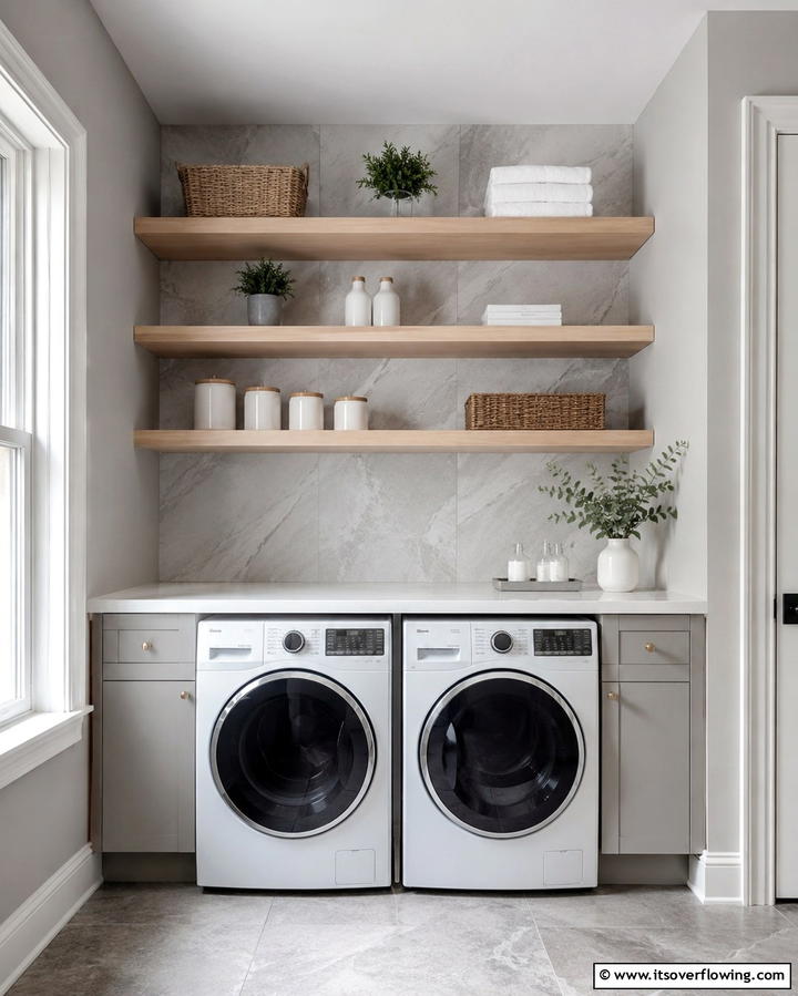 Floating Shelves for a Sleek Look - 25 Creative Laundry Room Shelving Ideas for Organization