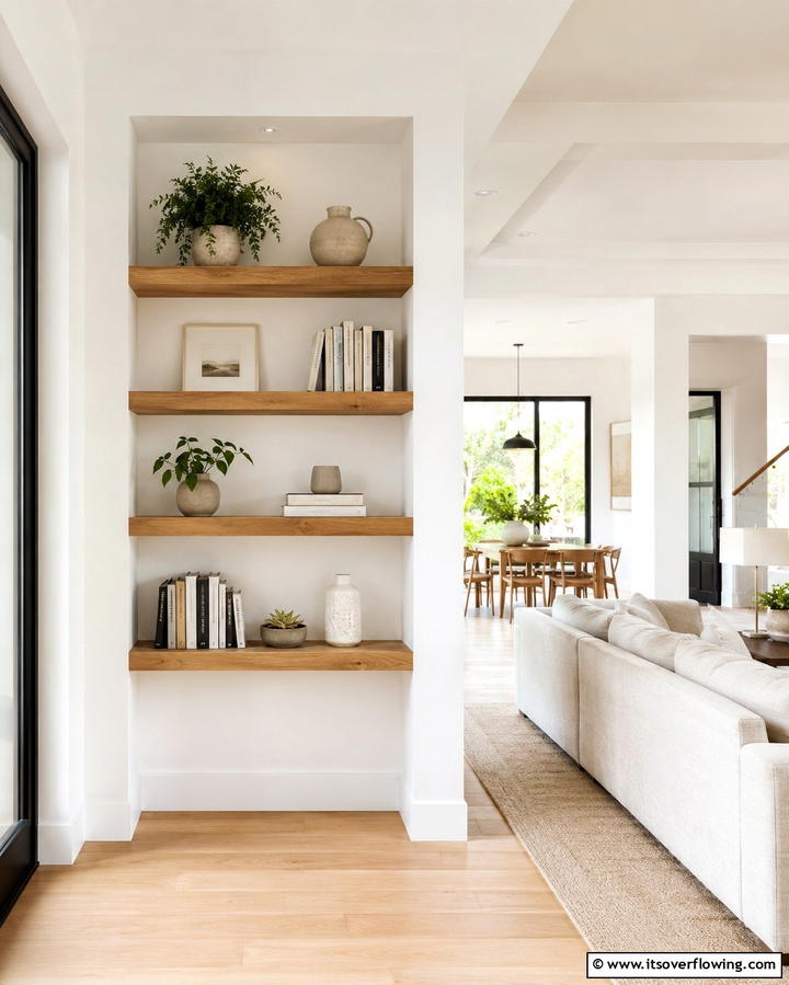 Floating Shelves in Niches - 20 Wall Niche Ideas to Display Art and Decor Creatively