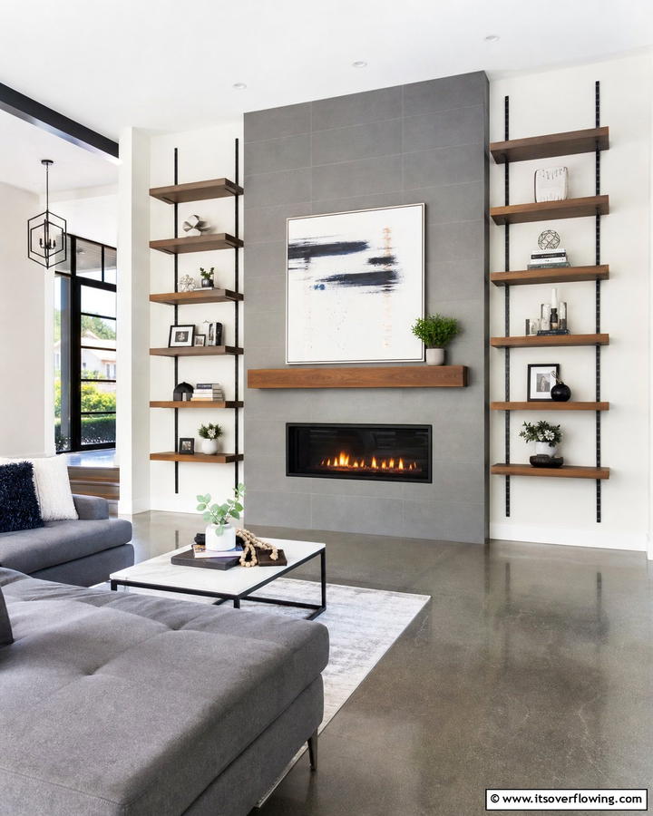 Floating Shelves with Adjustable Heights - 20 Fireplace Floating Shelves Design Ideas for Cozy Homes