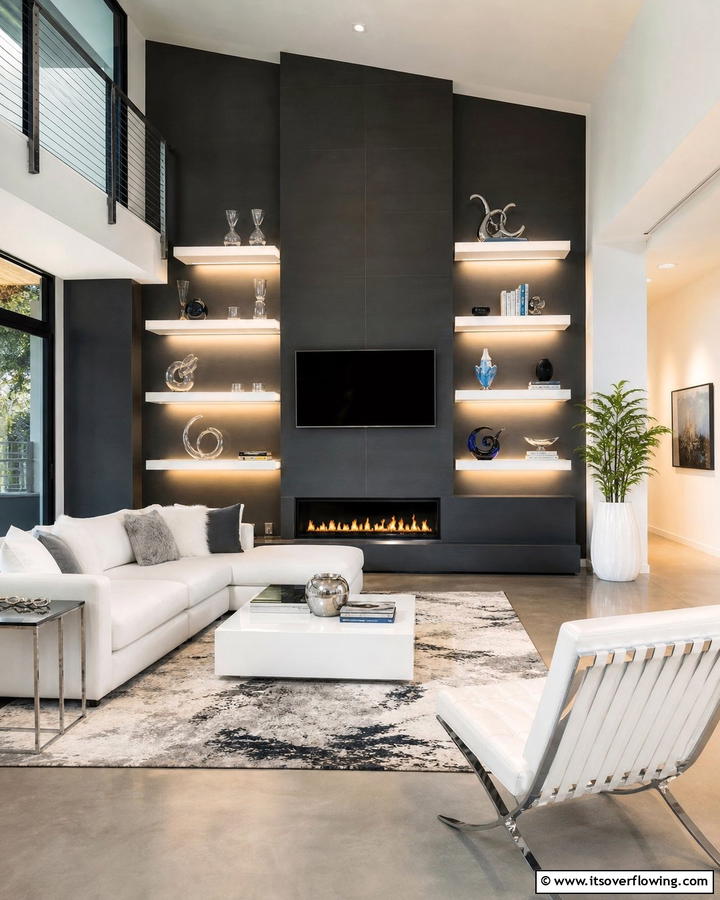 Floating Shelves with Built in Lighting - 20 Fireplace Floating Shelves Design Ideas for Cozy Homes