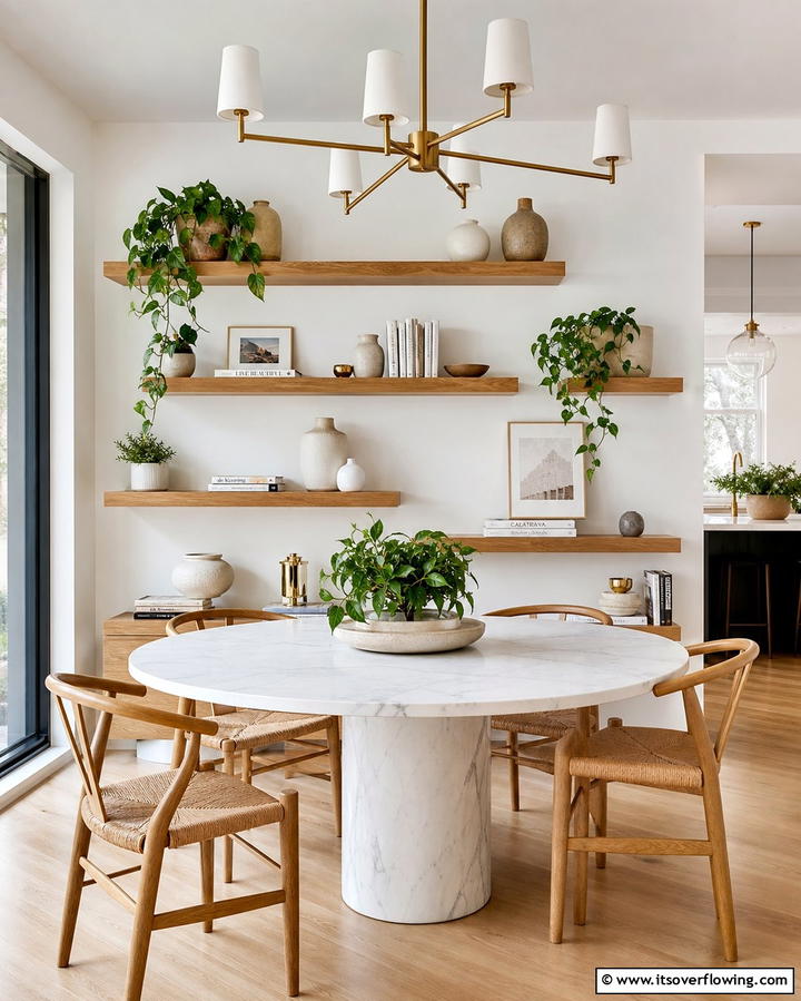 Floating Shelves with Decor Accents - 25 Dining Room Wall Decor Ideas to Elevate Your Space