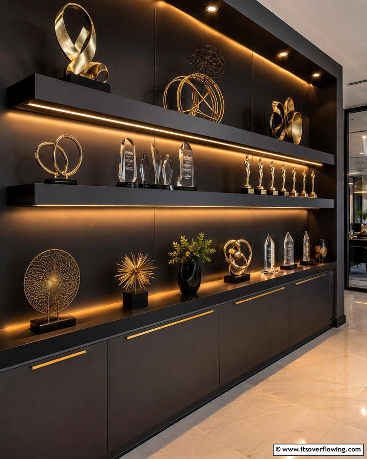Floating Shelves with LED Lighting - 30 Living Room Shelf Ideas for Stylish Storage Solutions