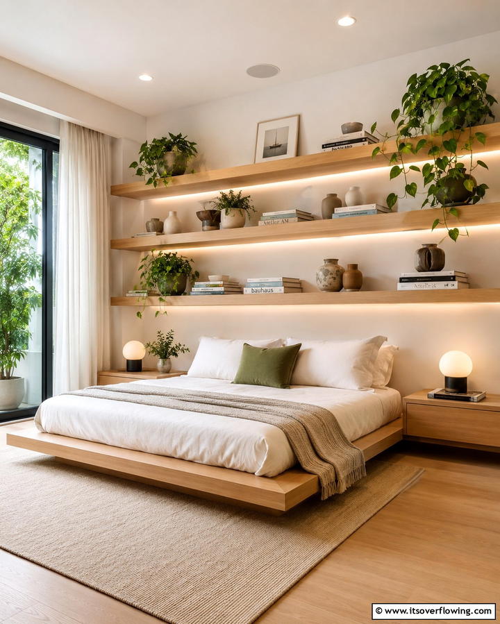 Floating ShelvesExact - 25 No Headboard Ideas for a Modern and Minimalist Bedroom