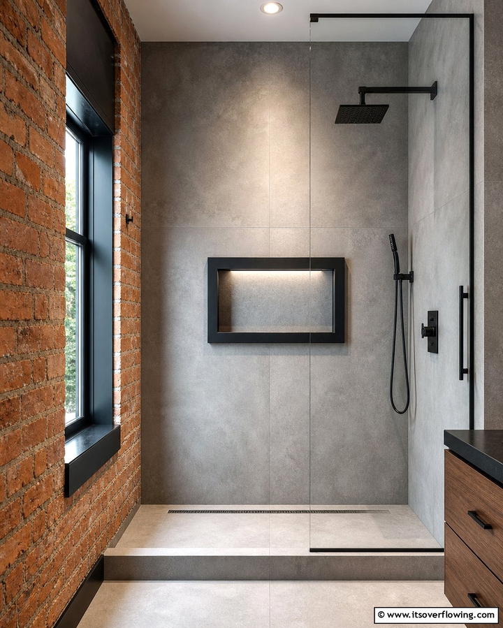 Floating Shower Niche for a Unique Aesthetic - 25 Shower Niche Ideas for a Functional Bathroom