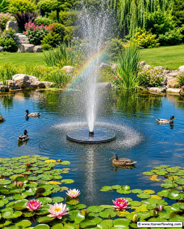 Floating Solar Fountains - 25 Duck Pond Ideas- Beautiful & Functional Designs