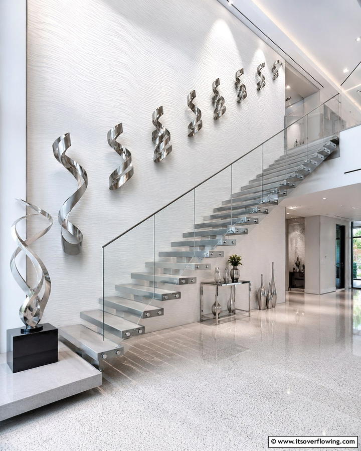 Floating Staircase Art Installations - 30 High Ceiling Wall Decor Ideas for Tall Interior Spaces