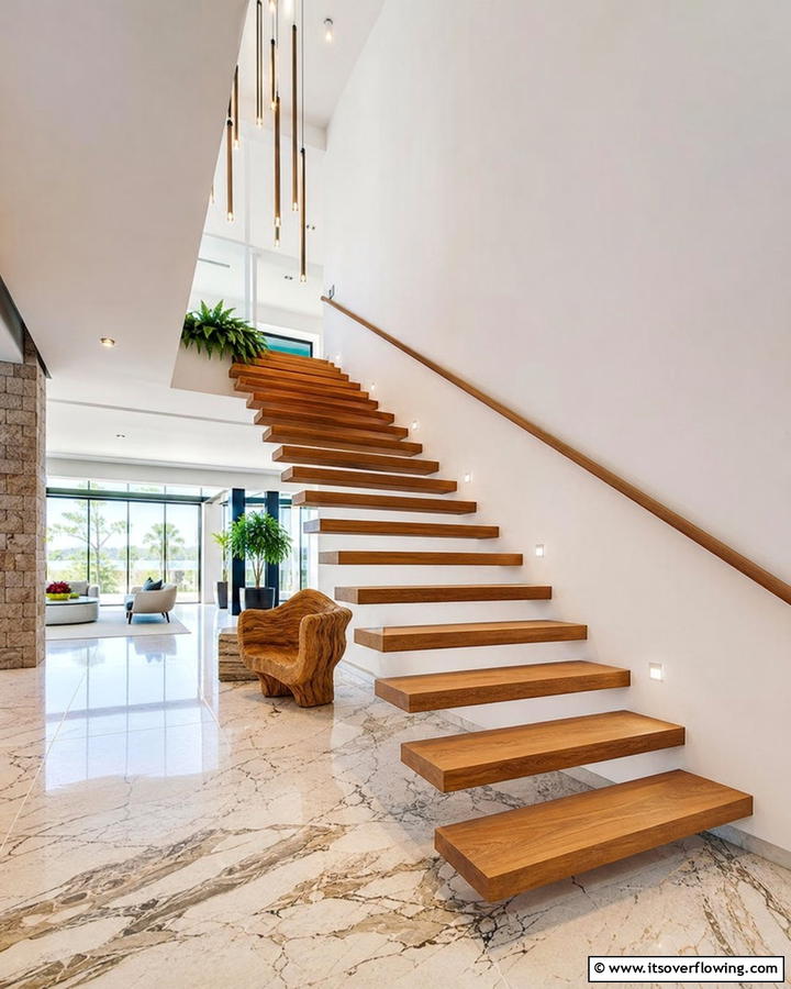 Floating Steps - 30 Wooden Staircase Ideas for Modern and Rustic Homes