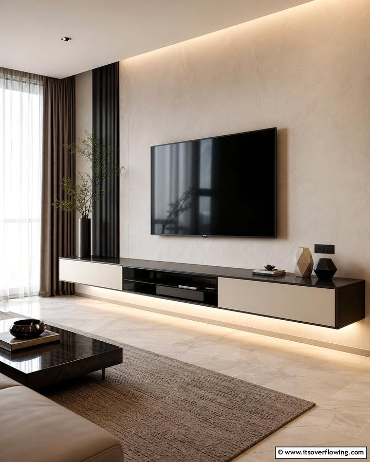 Floating TV Console for a Minimalist Look - 25 Small Living Room Ideas With TV for Cozy Nights
