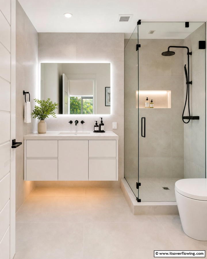 Floating Vanity Integration - 21 Small Shower Design Ideas for Stylish Functionality