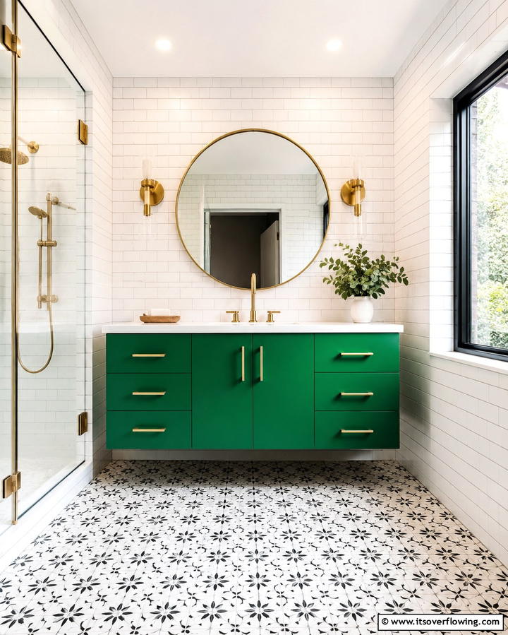 Floating Vanity With Bold Colors - 25 Floating Vanity Bathroom Ideas for a Modern and Sleek Look