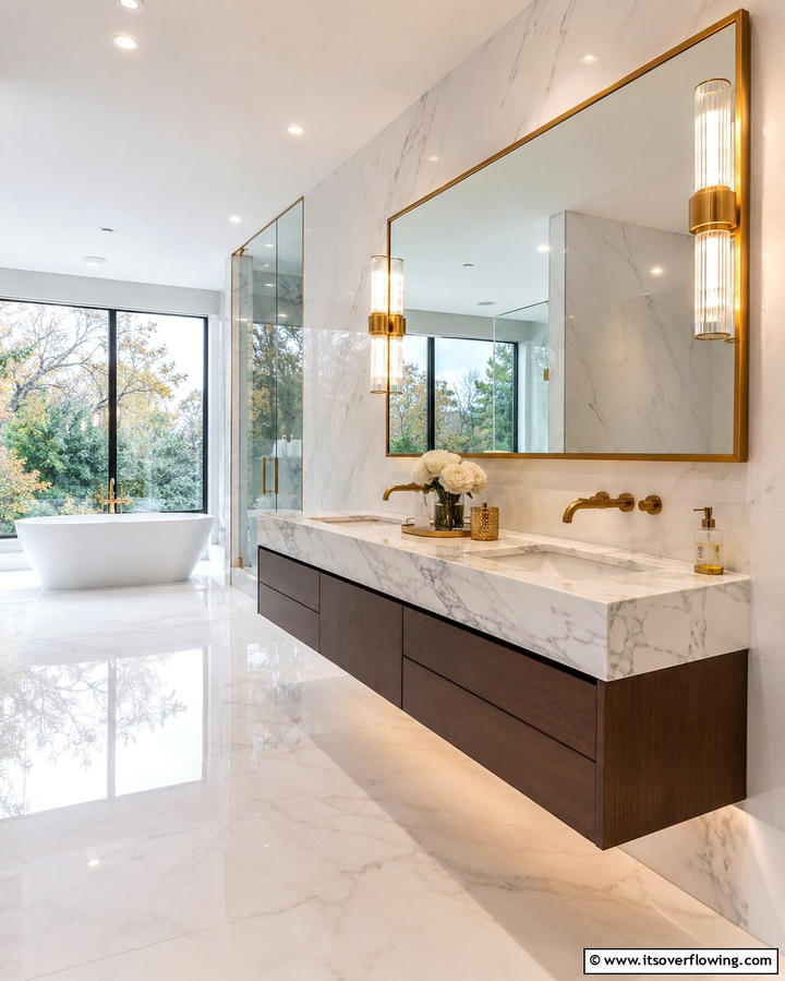 Floating Vanity With Marble Countertop - 25 Floating Vanity Bathroom Ideas for a Modern and Sleek Look