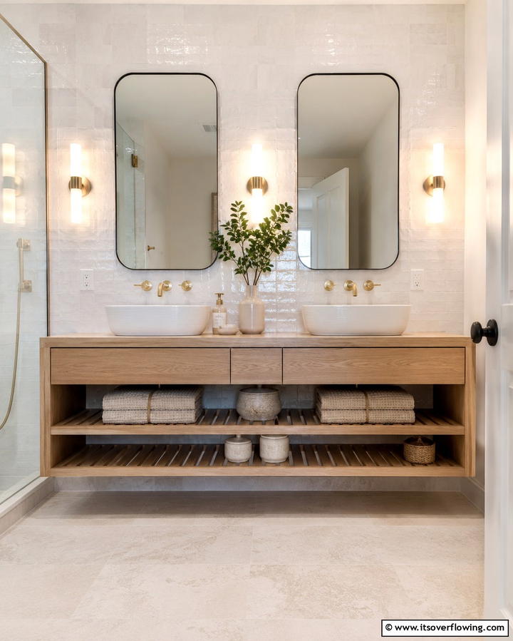 Floating Vanity With Open ShelvingOne - 25 Floating Vanity Bathroom Ideas for a Modern and Sleek Look
