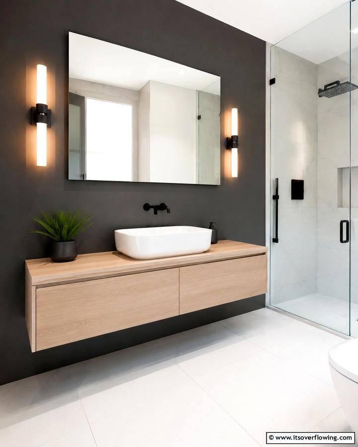 Floating Vanity for Modern Appeal - 25 Teen Bathroom Ideas for a Stylish and Functional Space