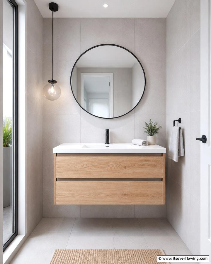 Floating Vanity for Space Efficiency - 25 Small Powder Room Ideas for Stylish Spaces