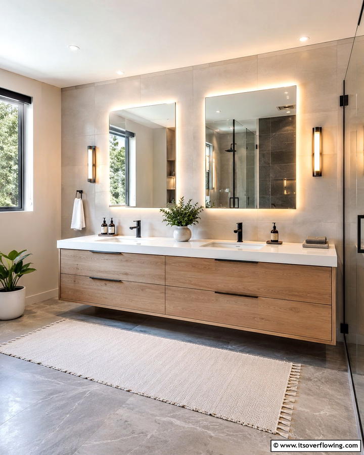 Floating Vanity with Storage - 30 Functional Bathroom Furniture Ideas to Maximize Space
