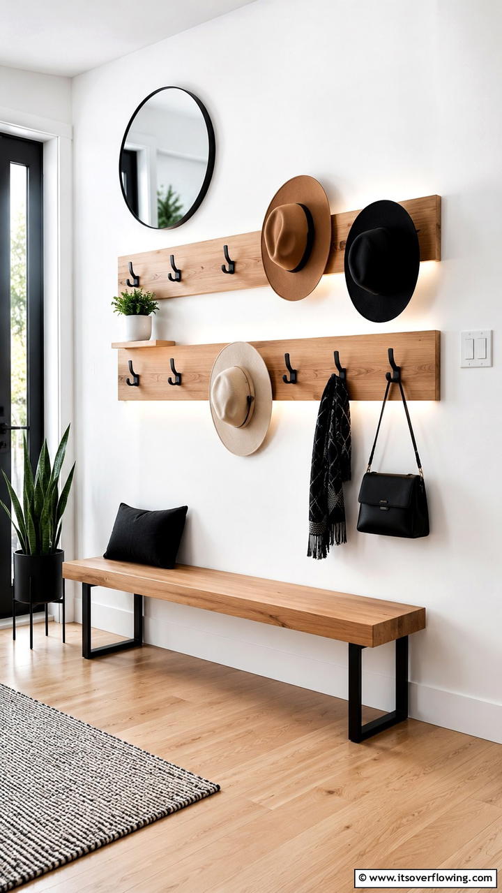 Floating Wall Hat Rack - 30 Creative Hat Rack Ideas for Organized Entryways