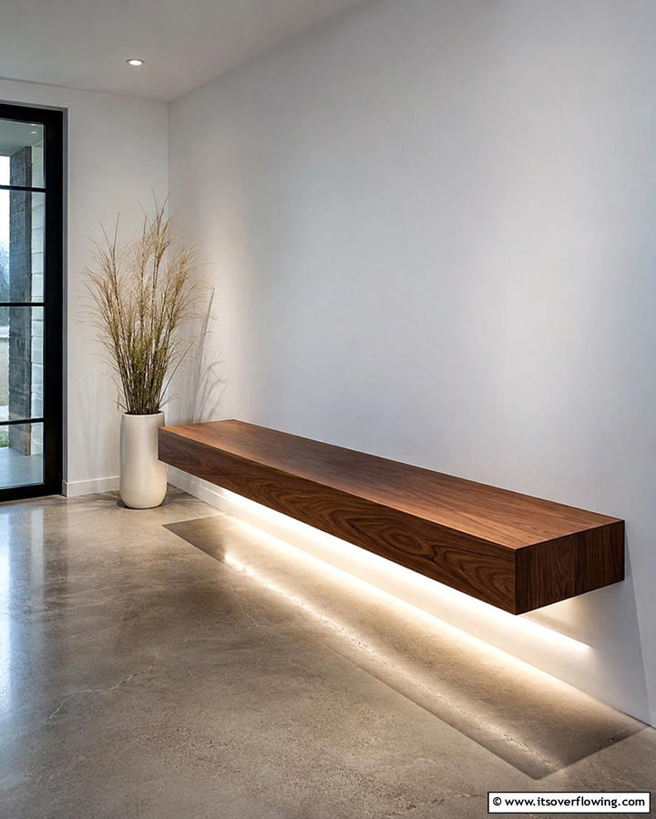 Floating Wall Mounted Bench - 30 Functional Entryway Bench Solutions for Organized Homes