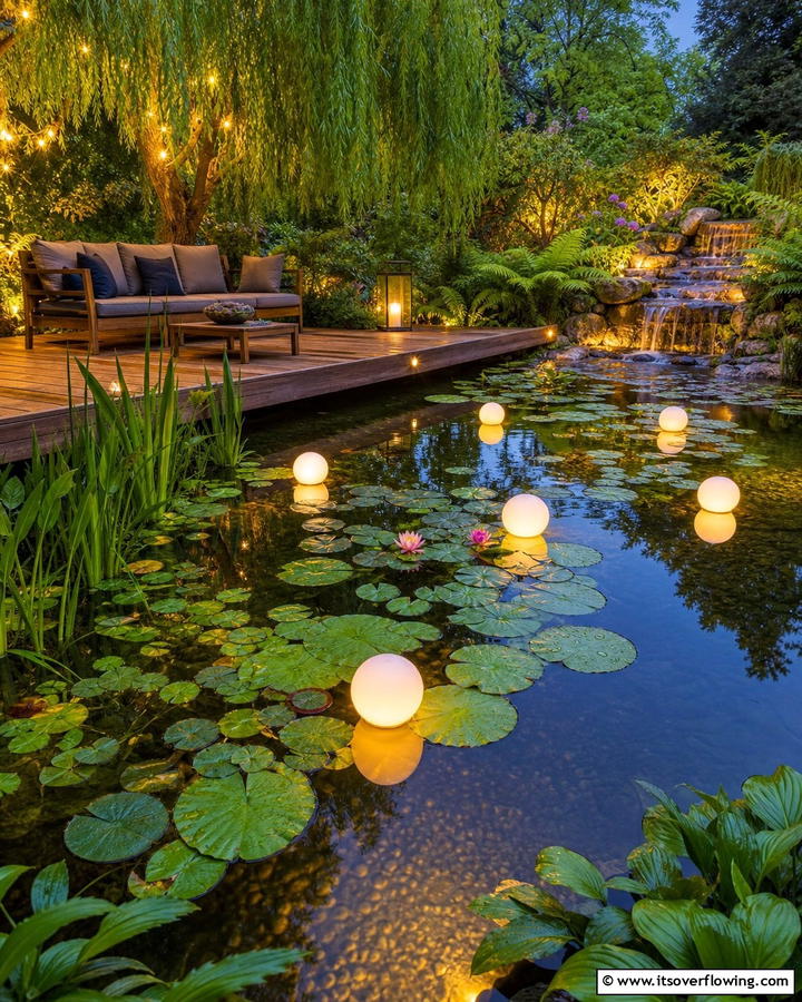 Floating Water Lights - 21 Garden Lighting Ideas for Magical Outdoor Nights
