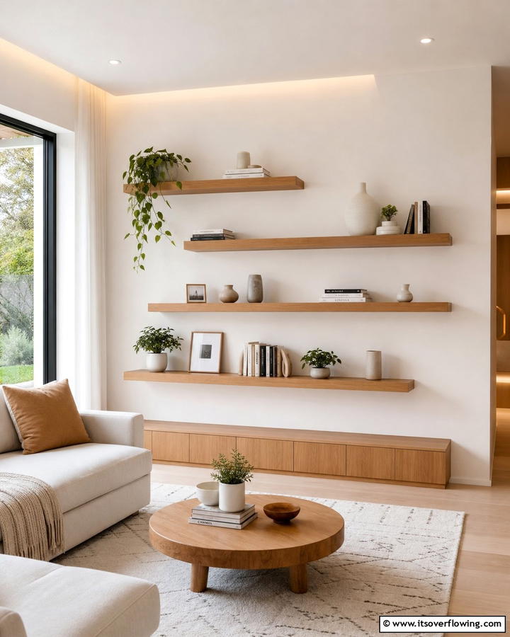 Floating Wood Shelf Design - 21 Corner Shelf Ideas for Stylish Space Optimization