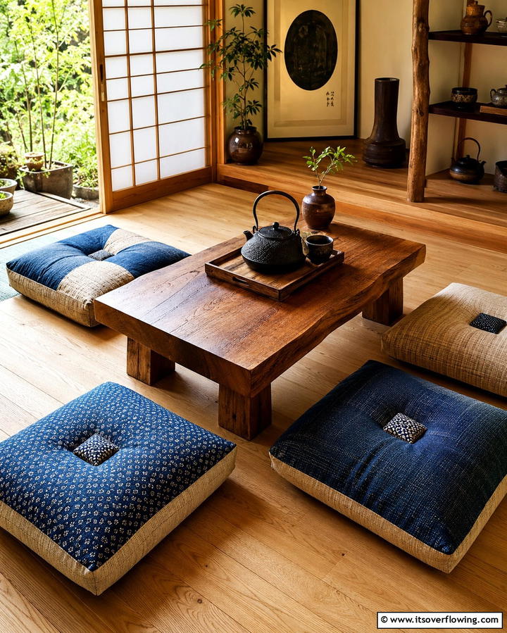 Floor Cushions and Zabuton - 25 Japanese Bedroom Design Ideas for Minimalism