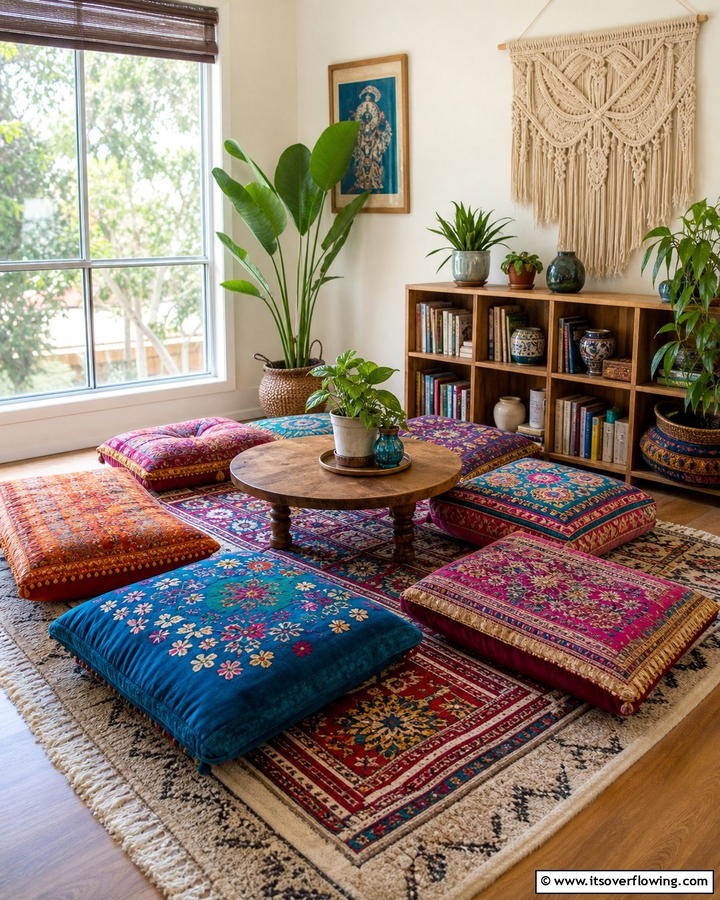 Floor Cushions for Casual Comfort - 25 Bohemian Interior Design Ideas for a Chic Home