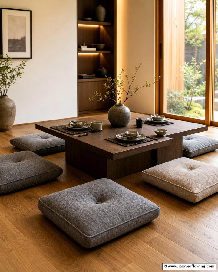 Floor Cushions for SeatingExact - 25 Japanese Dining Room Ideas for a Zen-Inspired Space