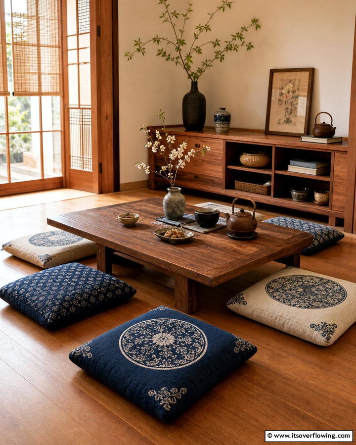 Floor Cushions for SeatingOne - 25 Japanese Dining Room Ideas for a Zen-Inspired Space