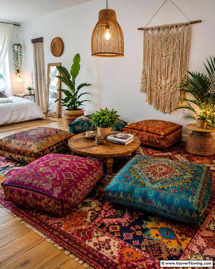 Floor Cushions - 25 Bedroom Seating Area Ideas for Comfort and Style