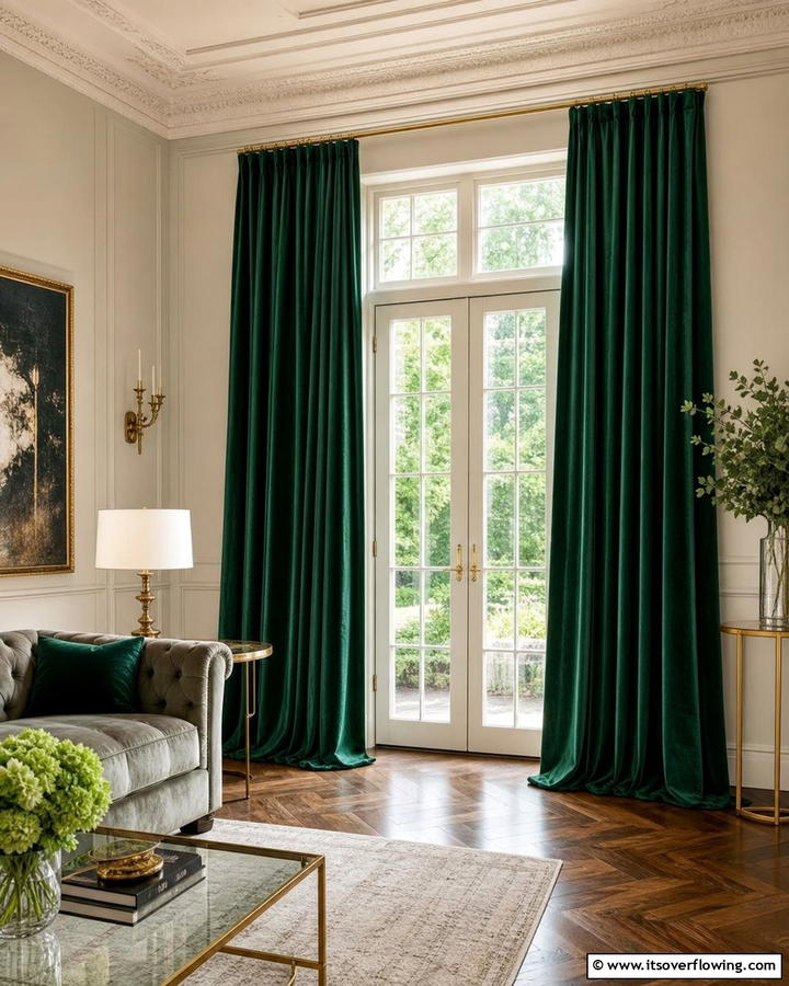 Floor Length Curtains for Dramatic Effect - 20 French Door Curtain Ideas to Elevate Your Home Decor
