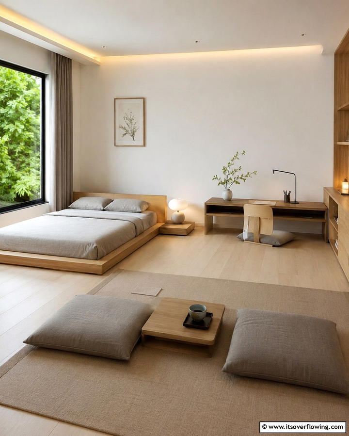 Floor Level Furniture for an Open Feel - 25 Japanese Bedroom Design Ideas for Minimalism