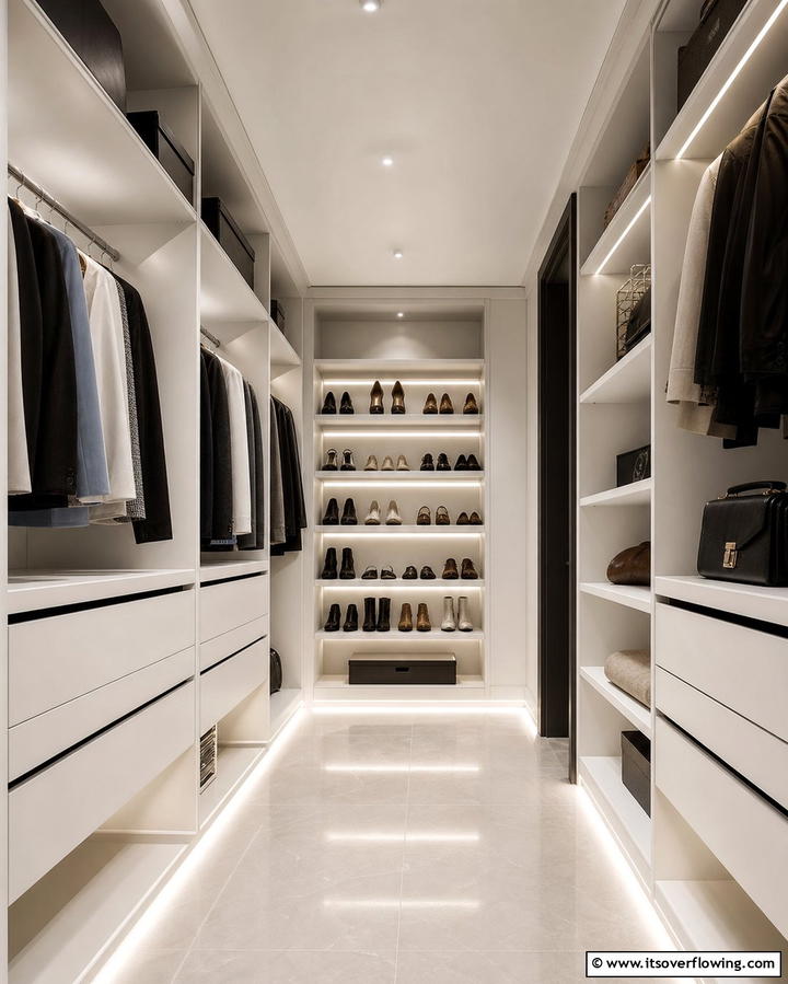 Floor Level LED Strips - 25 Bright Closet Lighting Ideas for Organized Spaces