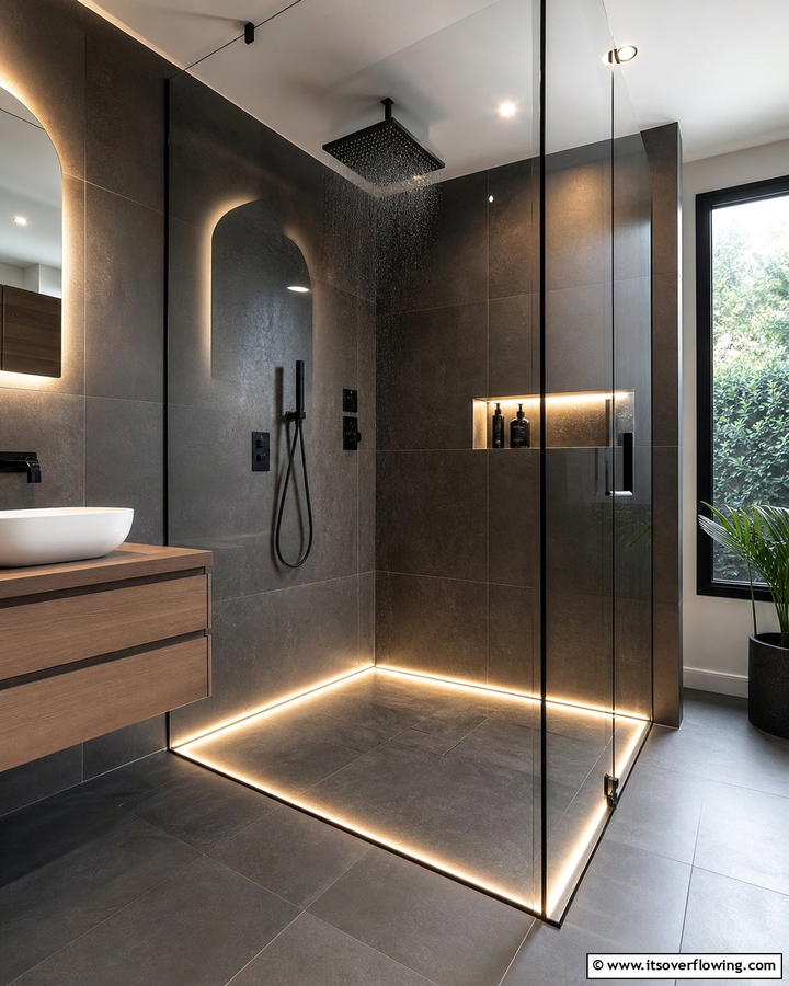 Floor Lighting - 20 Shower Lighting Ideas for a Bright and Inviting Bathroom