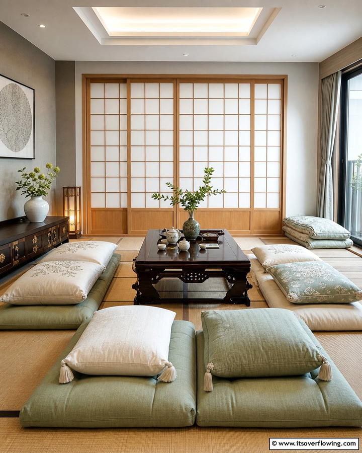 Floor Seating Arrangements - 20 Korean Living Room Ideas for a Minimalist Space