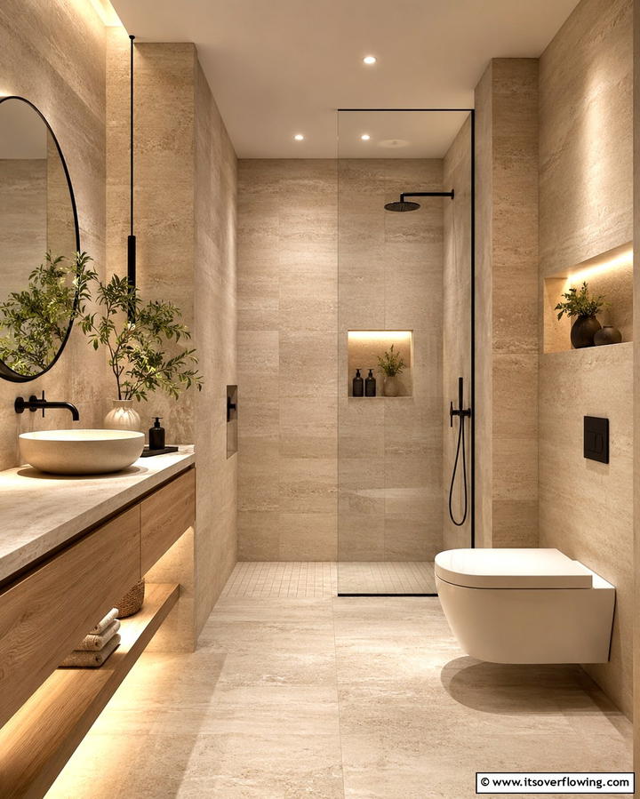 Floor To Ceiling Tiles - 25 Small Bathroom Walk-in Shower Ideas for Modern Homes