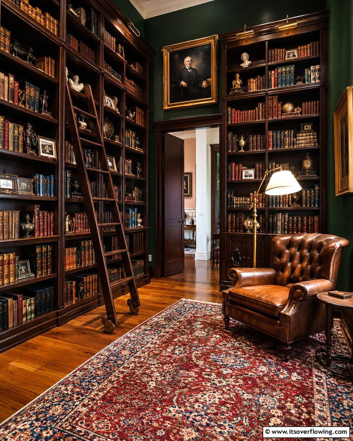Floor to Ceiling Bookshelves - 25 Dark Academia Interior Design Ideas for Sophistication