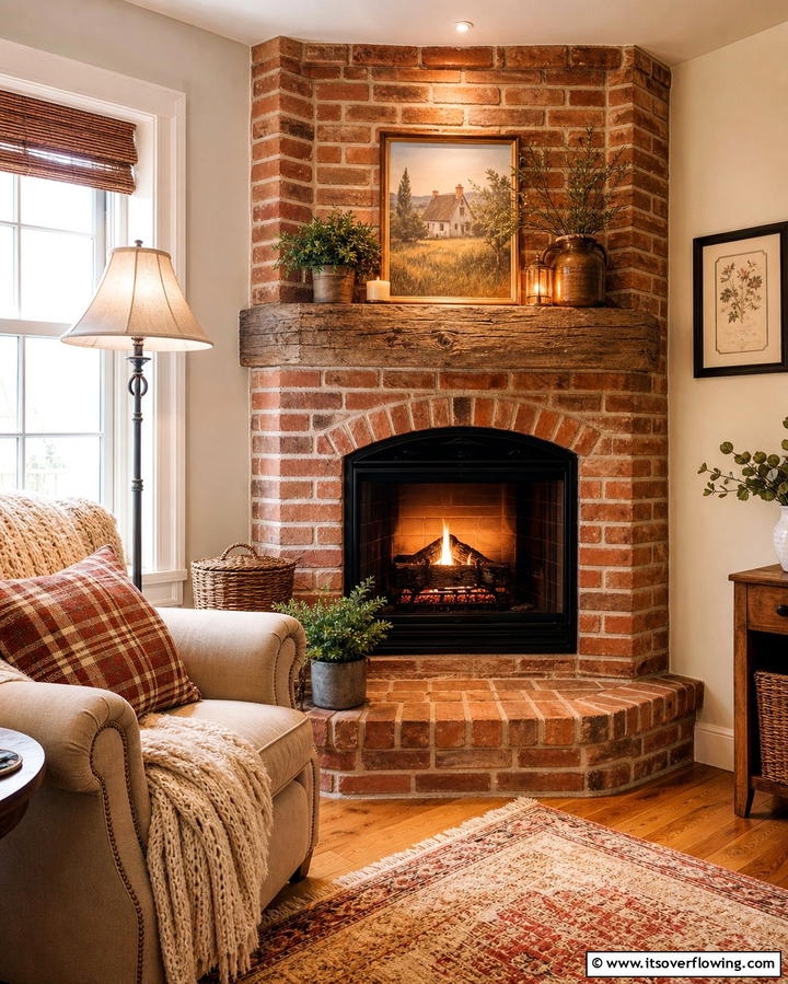 Floor to Ceiling Brick Fireplace Statement - 25 Rustic Brick Fireplace Ideas to Warm Up Your Home