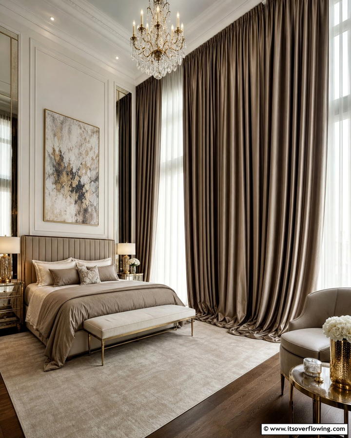 Floor to Ceiling Curtains - 25 Glam Bedroom Ideas for a Luxurious Retreat