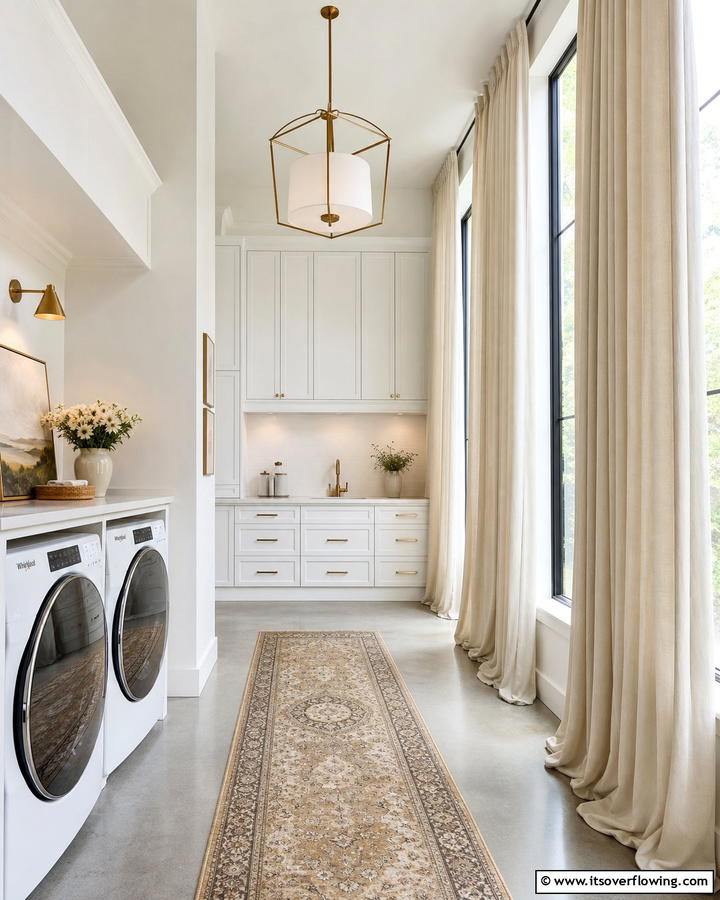 Floor to Ceiling Curtains for a Dramatic Effect - 20 Laundry Room Curtain Ideas for a Stylish and Private Space