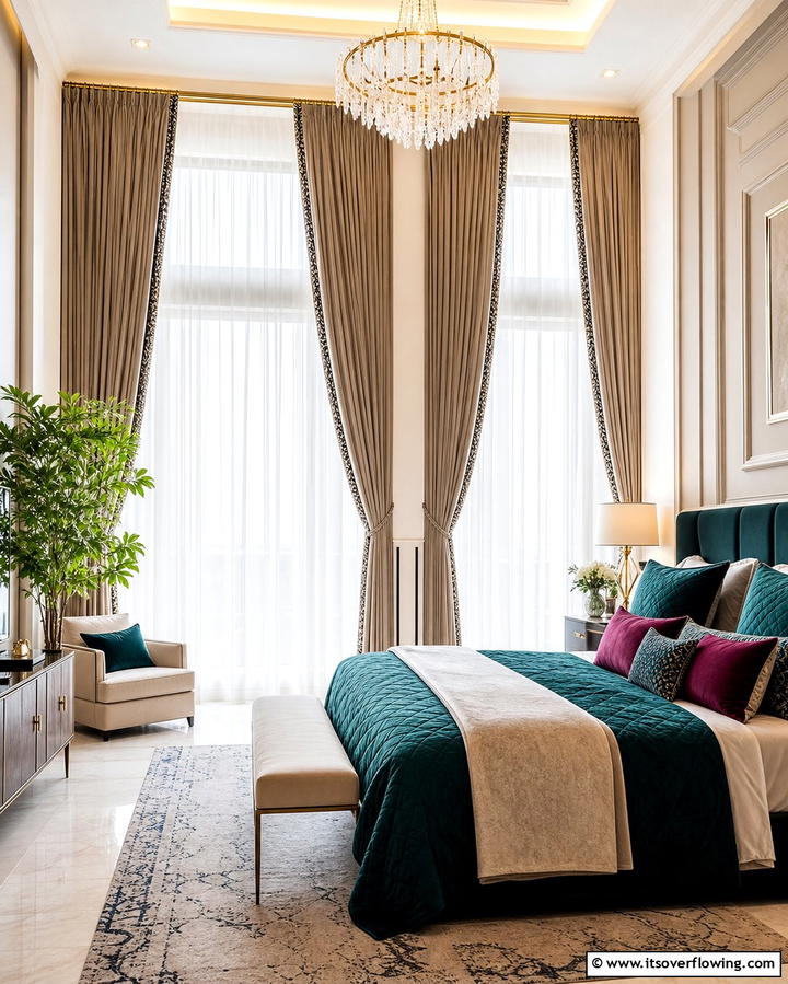 Floor to Ceiling Curtains for a Luxe Feel - 25 Bedroom Layout Ideas for Optimal Space Use