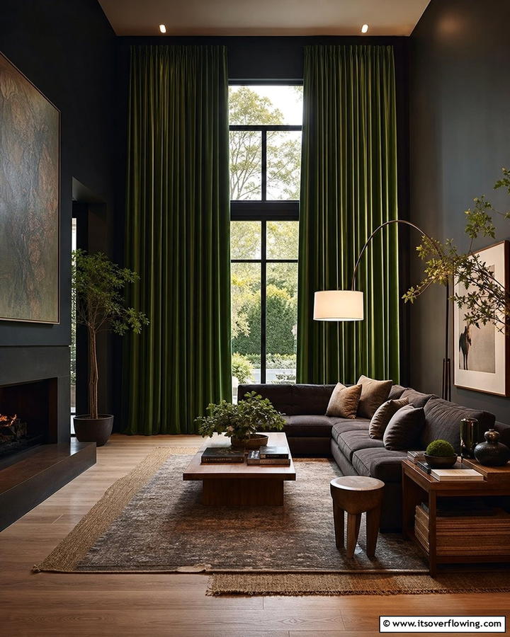 Floor to Ceiling Curtains - 20 Moody Living Room Ideas for a Dramatic Atmosphere