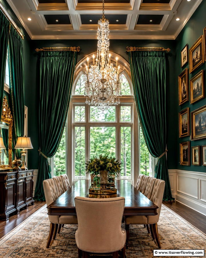 Floor to Ceiling Drapes for DramaOne - 25 Dining Room Window Treatments for Elegant Spaces