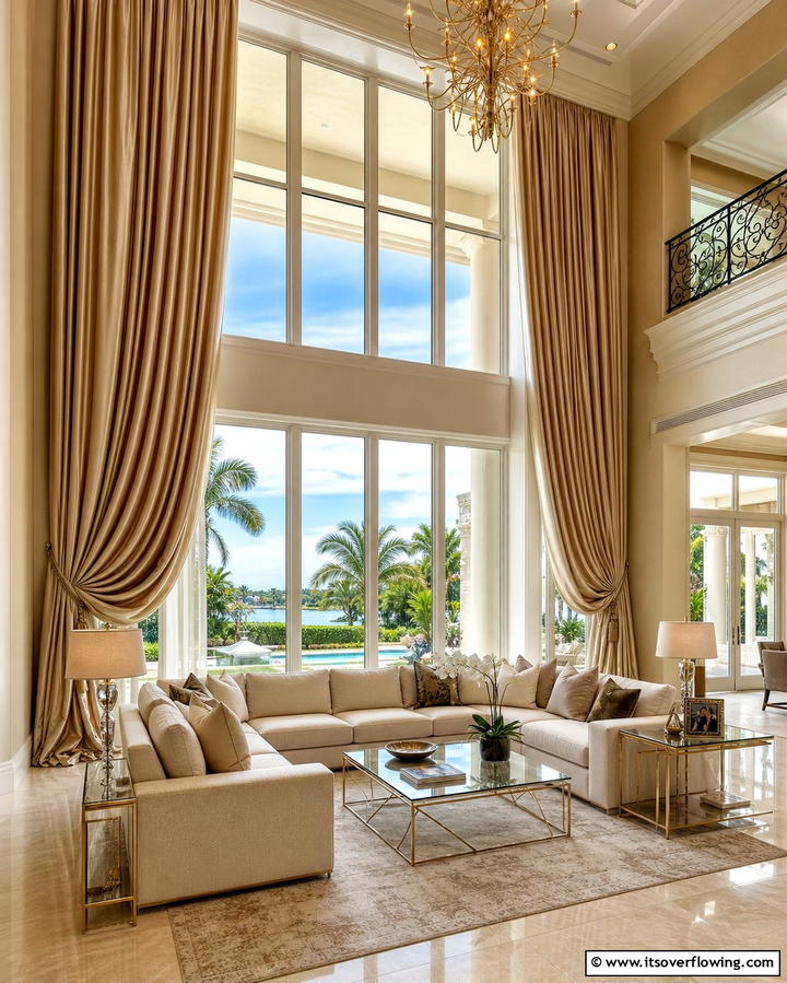 Floor to Ceiling Drapes - 25 Formal Living Room Ideas for Elegant Gatherings