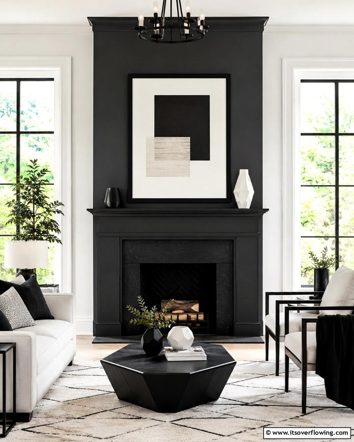 Floor to Ceiling Stone Surround - 25 Fireplace Between Windows Ideas for Cozy Homes