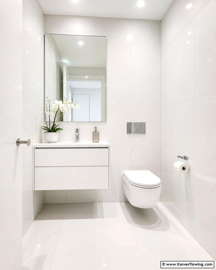 Floor to Ceiling Tiles - 25 Downstairs Toilet Ideas for Small Spaces