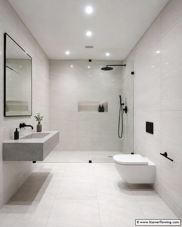 Floor to Ceiling Tiling - 25 Scandinavian Bathroom Ideas for a Minimalist and Cozy Space
