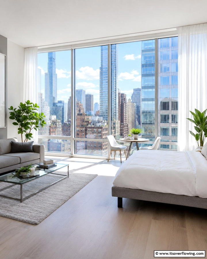 Floor to Ceiling Windows for Light - 30 Studio Apartment Ideas to Maximize Small Space Efficiency