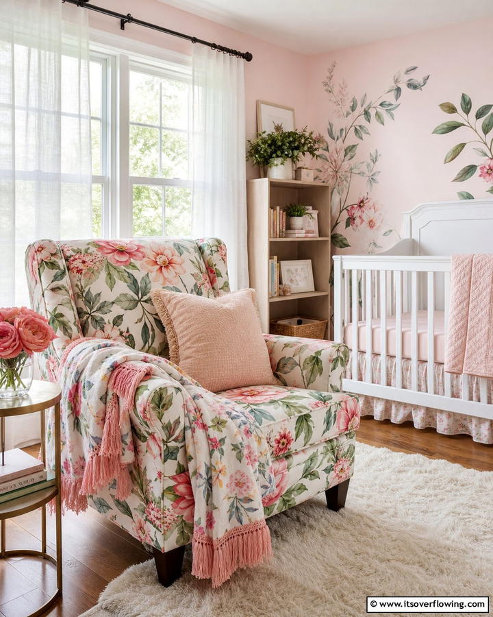 Floral Accent Chair - 20 Floral Nursery Ideas for a Blooming Baby Room